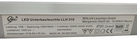 Rolux LLH-310 15W Lampa wpuszczana 57,5 x 8,5 x 3,5 cm