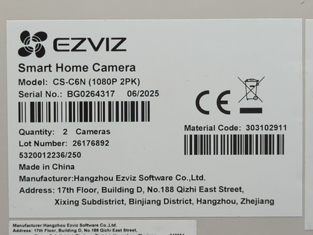Zestaw 2x Kamera EZVIZ CS-C6N 1080p PTZ 340° WiFi IR 10m