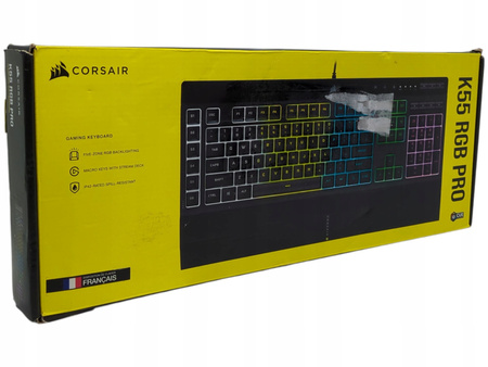 Klawiatura membranowa Corsair K55 Pro RGB układ QWERTZ(DE)