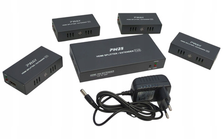 ROZDZIELACZ SPLITTER PRZEDŁUŻACZ HDMI 4 PORTY 1 X 4 PWAY