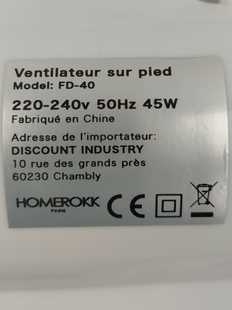 Wiatrak stojący podłogowy Homerokk Paris FD-40 45W