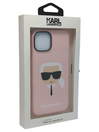 Plecki Etui Karl Lagerfeld Silicone Karl Head do Apple iPhone 14 Różowy
