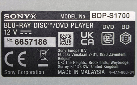 Odtwarzacz Blu-Ray Sony BDP-S1700