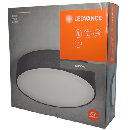 Lampa sufitowa LEDVANCE Orbis Paris 400 mm 2xE27 czarna tekstylny ring
