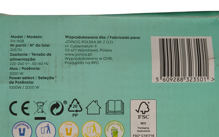 TERMOWENTYLATOR FARELKA HOFFEN FH-90B 2000 W BIAŁY