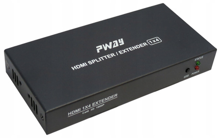 ROZDZIELACZ SPLITTER PRZEDŁUŻACZ HDMI 4 PORTY 1 X 4 PWAY