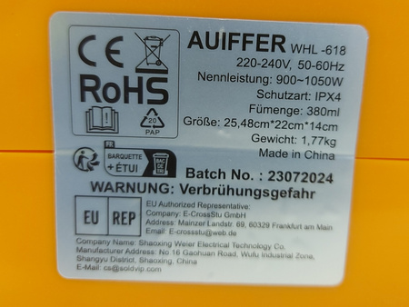 Myjka parowa AUIFFER WHL-618 |1050 W