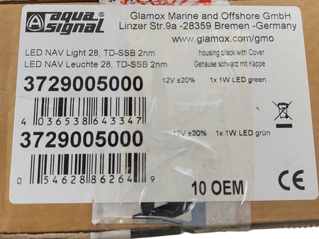 OŚWIETLENIE NAWIGACYJNE LED NAV LIGHT 28 TD-SSB 2MM AQUA SIGNAL 8SZT