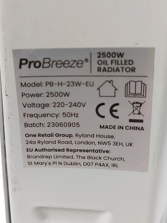 Grzejnik elektryczny olejowy Pro Breeze PB-H-23W-EU 2500 W Biały