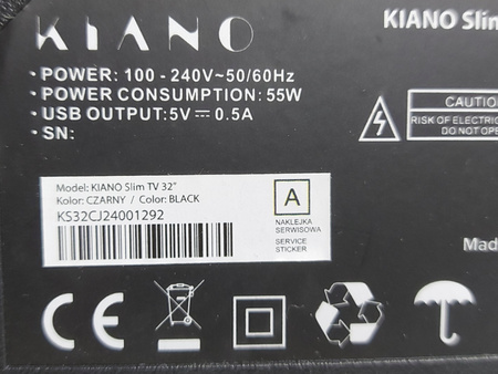 Telewizor KIANO Slim TV 32 32" LED, HD Ready, 1366 x 768px Czarny