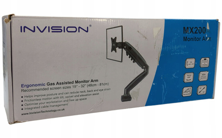Uchwyt na monitora sprężynowy gazowy INVISION MX200 19" - 32" 9kg
