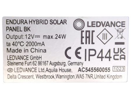 Panel słoneczny LED Ledvance Endura Hybrid czarny IP44 12V 24W