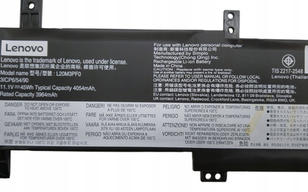 Bateria L20M3PF0 do laptopa Lenovo V17 G4 IRU