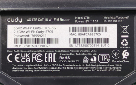 Router Cudy LT18 4G LTE Cat.18 AX1800 WiFi 6 1.2Gbps 2xSIM