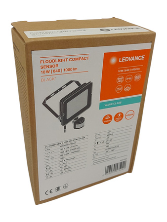 LAMPA NAŚWIETLACZ COMPACT SENSOR 10W 4000K 1000lm IP65 Ledvance Czarny