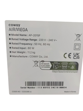 OCZYSZCZACZ POWIETRZA  COWAY AIRMEGA AP- 2015F  do 176 m²