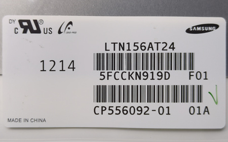 Matryca Samsung LTN156AT24-T01 15"6 1366x768px; 40pin BŁYSZCZĄCA