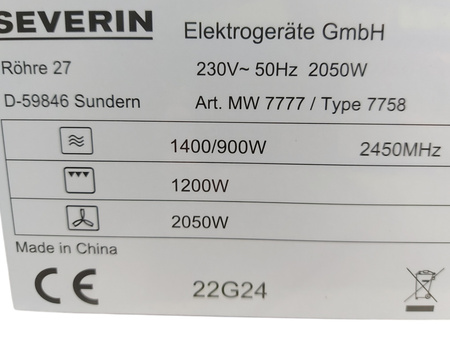 Kuchenka mikrofalowa z grillem Severin MW 7777 25 litrów