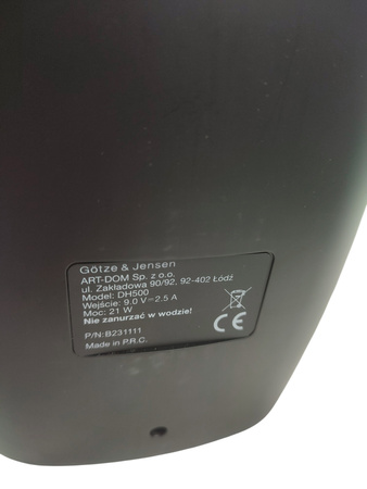Osuszacz powietrza GÖTZE & JENSEN DH500 0,25l/24h 21W 0,5L czarny