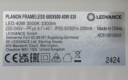 Panel LED LEDVANCE PLANON Frameless 600x600mm 40W 3300lm 3000K