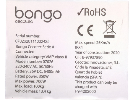 Hulajnoga Elektryczna Cecotec Bongo A 350W 25km/h