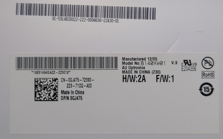 Matryca LCD AUO B140XW01 V.9 14" 1366x768 40pin matowa