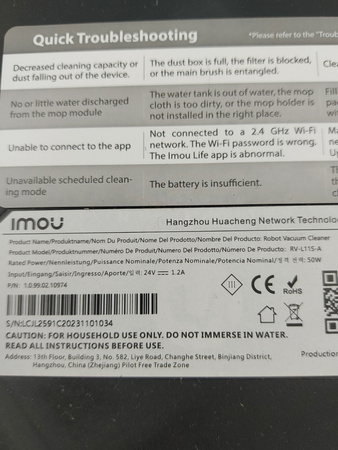 Robot sprzątający ze stacją na kurz IMOU RV-L11S-A 4500Pa 3200mAh 3 mapy