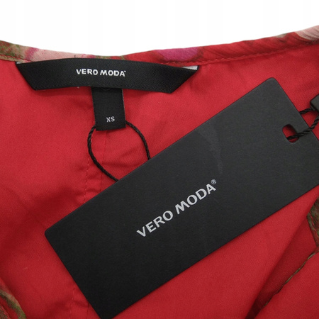 BLUZKA DAMSKA VERO MODA ROZMIAR XS CZERWONA W KWIATY