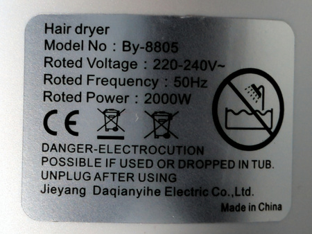 Suszarka do włosów Unipampa BY-8805 2000W 3 stopnie grzania 2 prędkości