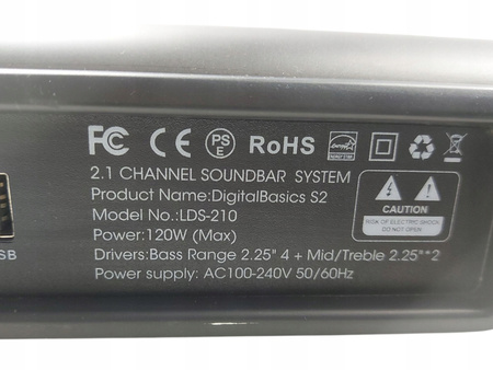 Soundbar DigitalBasics S2 LDS-210 2.1 Bluetooth 120W USB HDMI