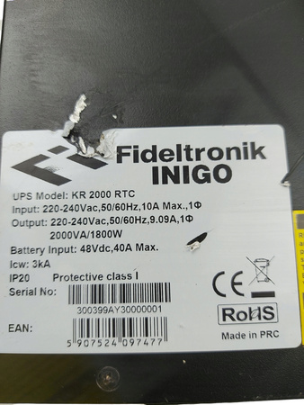 Zasilacz awaryjny UPS FID-ELTRONIK Inigo KR 2000 RTC rack 19" 2000VA