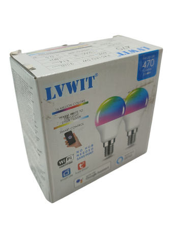 LVWIT 2SZT ŻARÓWKA LED E14 RGB 5W WIFI APLIKACJA