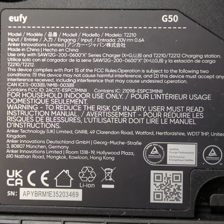Robot sprzątający Eufy G50 4000Pa Mop 400ml WiFi Czarny