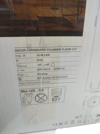 LAMPA PODŁOGOWA STOJĄCA Decor Cardboard Cylinder Floor E27 brązowa
