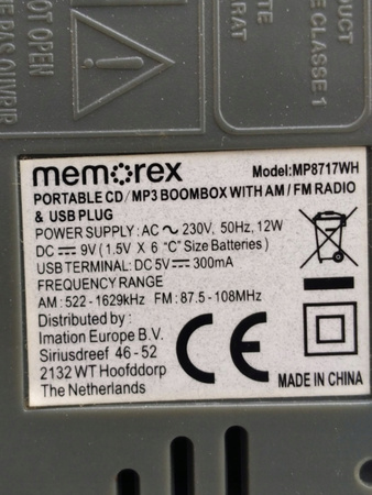 Radioodtwarzacz Memorex MP8717 WH USB/CD