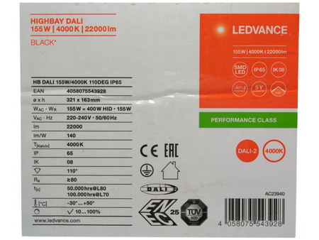 Oprawa High Bay Ledvance DALI 155W 22000lm 4000K IP65 110°