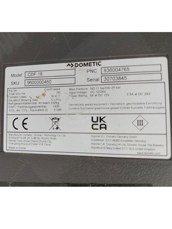 Przenośna lodówka samochodowa turystyczna Dometic CDF 18 12/24 V DC