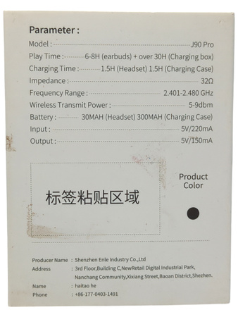 Słuchawki bezprzewodowe Bluetooth Csasan True Wireless Earbuds J90 Pro czarne