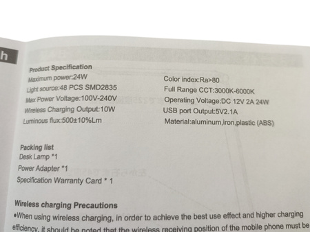 Lampka Biurkowa LED W13 24W Regulacja jasności 3000-5500K Czarna