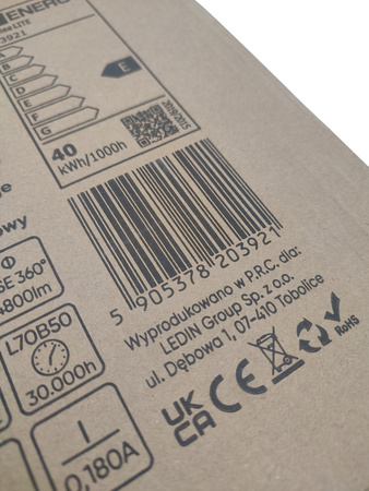 Panel LED natynkowy Ledvance LITE 40W 4000K kwadrat biały 595x595mm