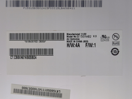 Matryca AU Optronics B156XW02 V.3 15,6" 1366x768px 40pin Matowa