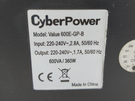 Zasilacz awaryjny UPS CyberPower Value 600E-GP-B 600VA 360W
