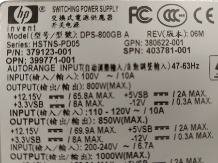Zasilacz HP DPS-800GB A 1000 W