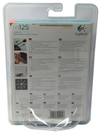 Mysz optyczna przewodowa LOGITECH M125 Corded Mouse Srebrny