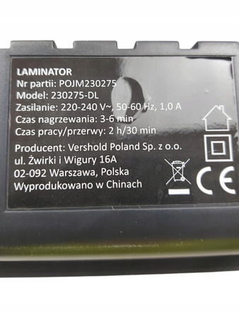 Laminator HYKKER 230275-DL A4 laminowanie na gorąco szybkie nagrzewanie
