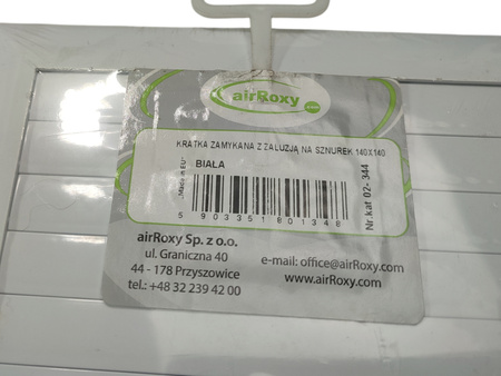 Kratka wentylacyjna biała z żaluzją airRoxy 170x170mm 140x140mm