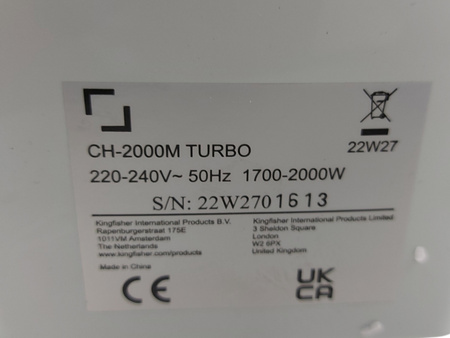 Grzejnik elektryczny konwektorowy CH-2000M Turbo 2000W Biały