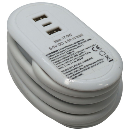 PRZEDŁURZACZ Z GNIAZDEM USB HYKKER MODEL 250028-USB