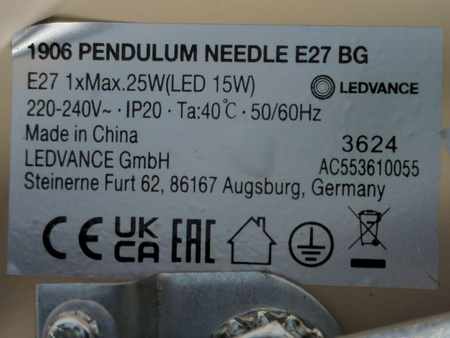 Lampa Sufitowa Wisząca Zwis Beżowy Vintage 1906 Pendulum Ledvance