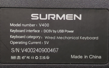 Klawiatura Surmen Mechaincal Keyboard V400 KLAWIATURA QWERTY